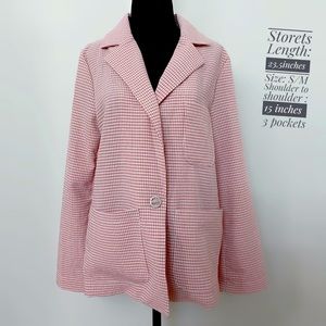 Pink grids / striped plaid blazer with pockets